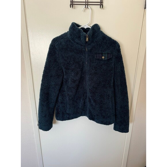 Pendleton Woolen Mills Sherpa Plaid Blue Full Zip Jacket Womens Size Medium - Picture 1 of 11